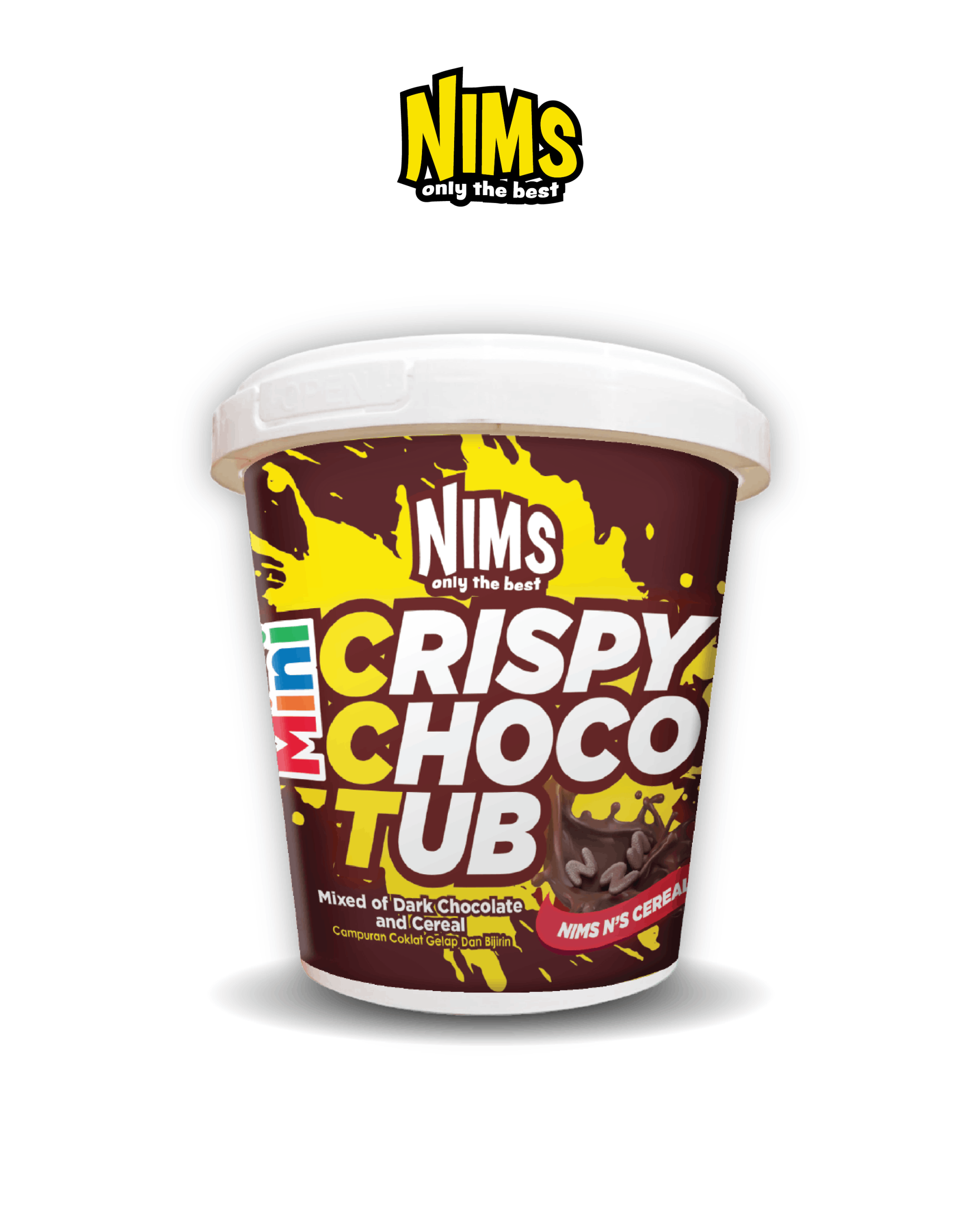 Sô cô la Đen Nims giòn tan chảy Hạt chữ N Cereal Ly 140g- Nims Crispy Choco Tub Nims N’s Cereal