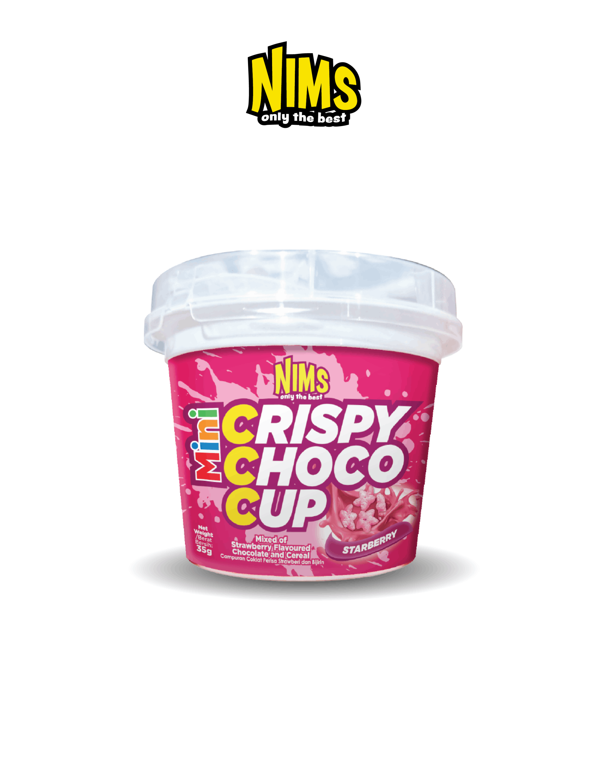 Sô cô la Dâu Nims giòn tan chảy Hạt Starberry Cereal Ly 35g- Nims Crispy Choco Cup Starberry